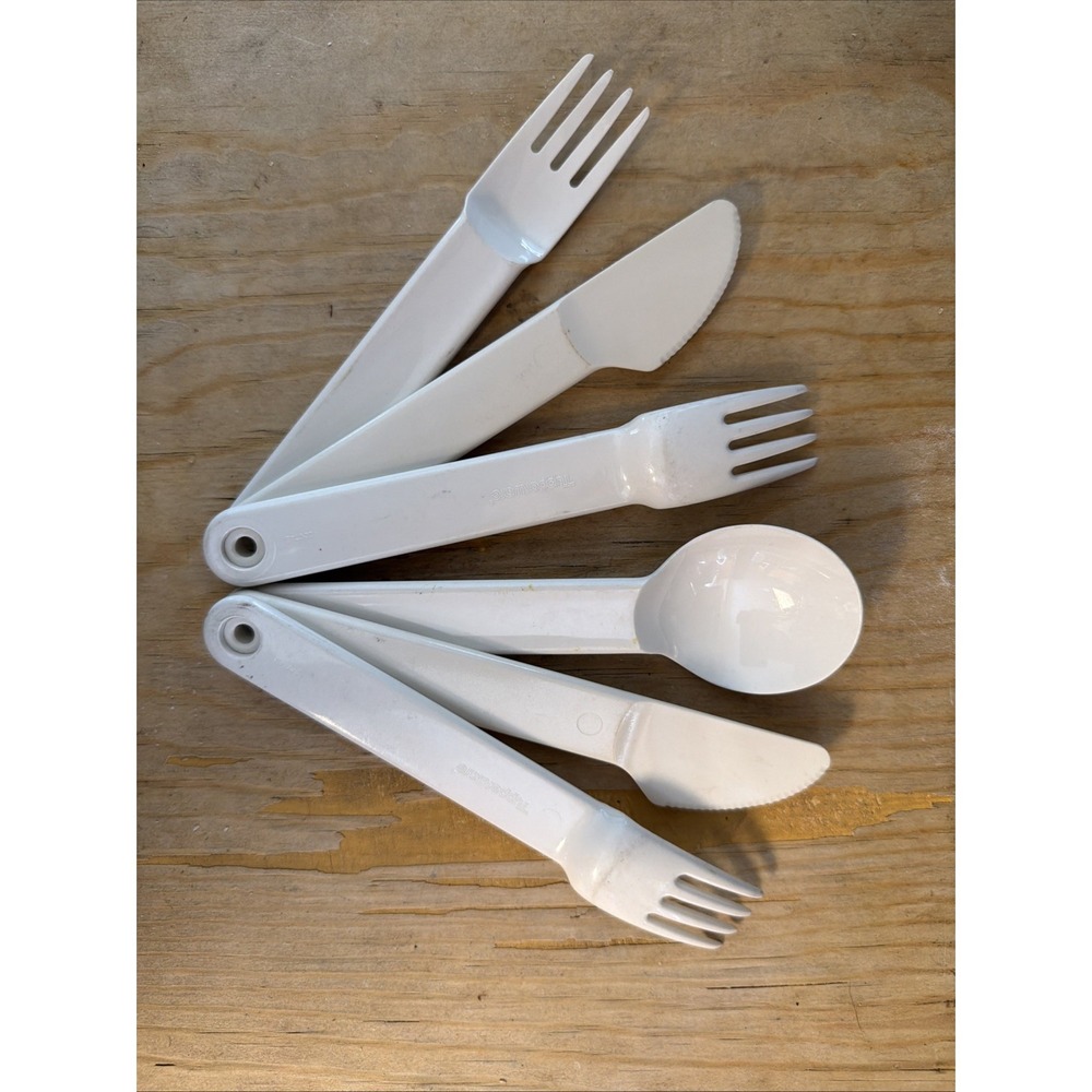 Tupperware Snap Together Picnic Utensils Cutlery Fork Knife Spoon Set And Extras